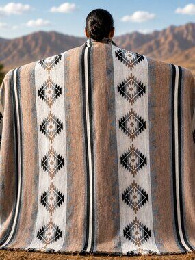 Handwoven Queen 100% Wool Blanket | Native American Western Southwestern Decor